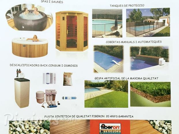 Spas, saunas, jacuzzis, césped artificial y tarima sintética