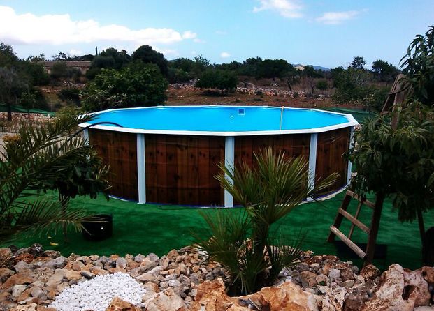 Piscina circular, imitación madera