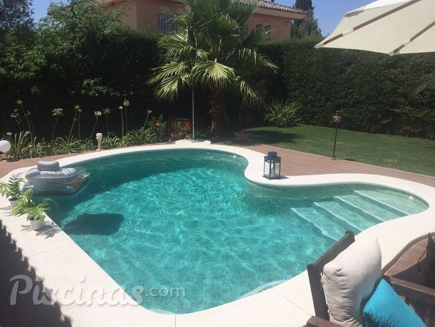 Piscina de 6 x 4 con gresite verde 