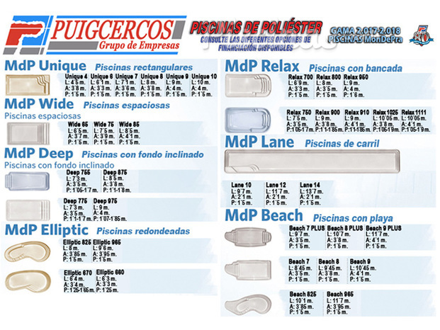 Gama de piscinas de poliéster con fibra de vidrio Mon de Pra 2017 parte 1